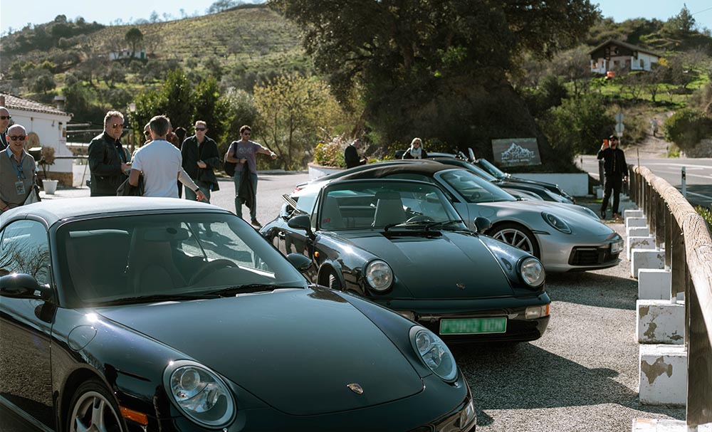 porsches on the road